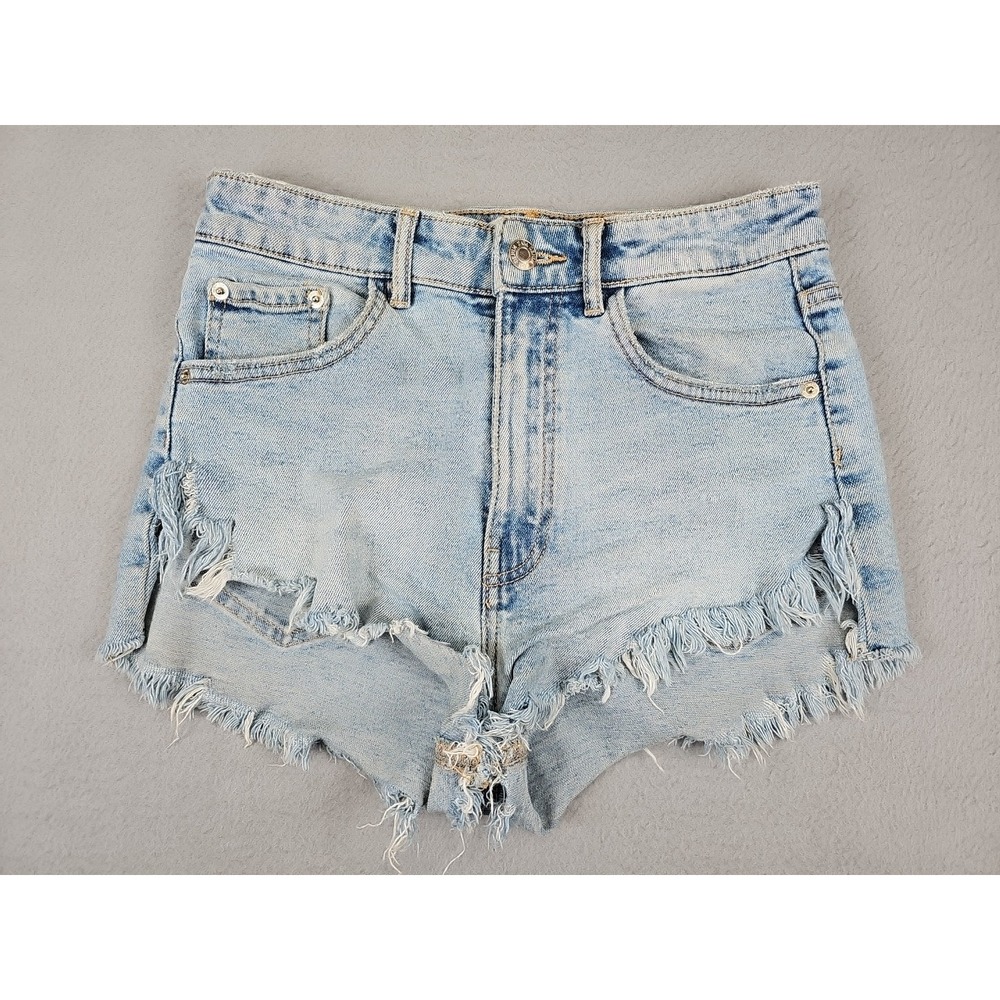 Zara Cut-Off Blue Denim Jean Shorts Womens Size 2 26" Waist 2" Inseam Light Wash